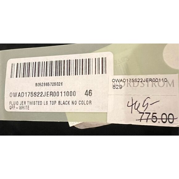 Off-White Fluid Jersey Twisted Long Sleeve Top in Black NWT Size 46/XL - Picture 7 of 7